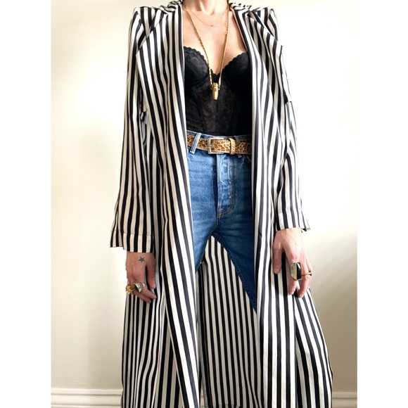 NWOT RtA Karina Striped Silk Trench - Picture 7 of 11